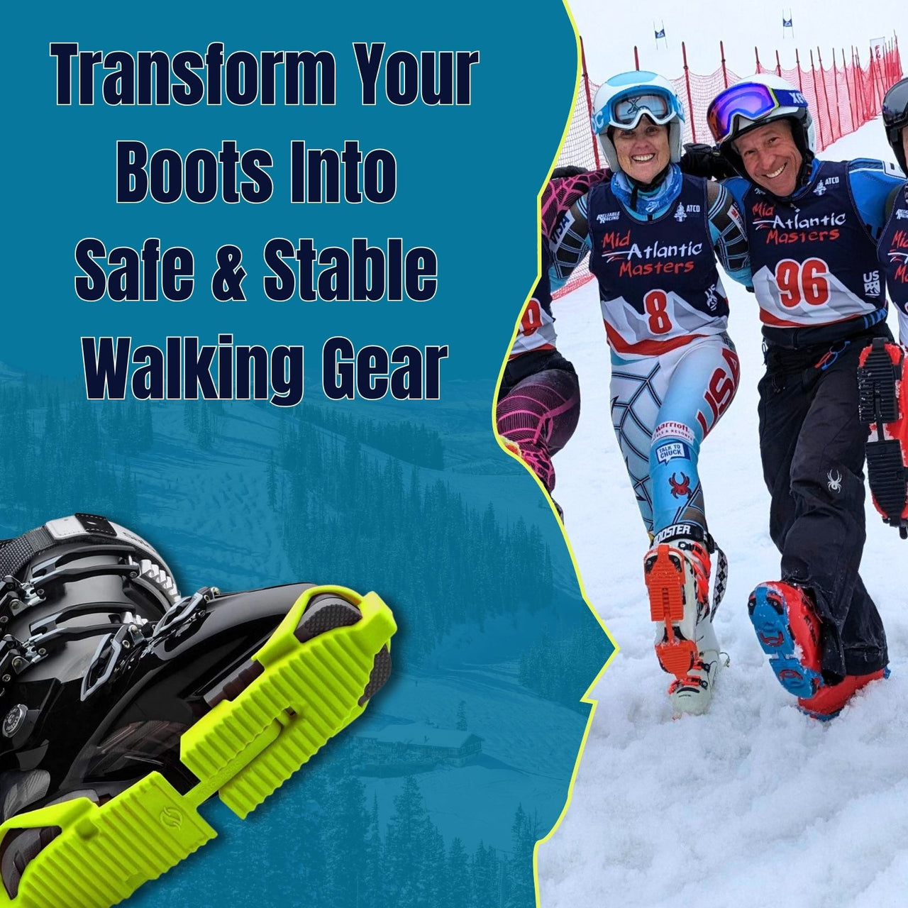 SkiSkootys Ski Boot Bottom Protector with Foldable Traction Cleats (Youth Classic)
