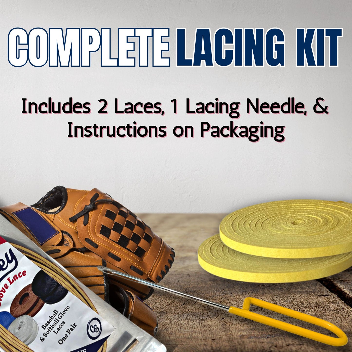 Covey Baseball & Softball Glove Lace Kit for Mitts (2-Laces, Multiple Colors)