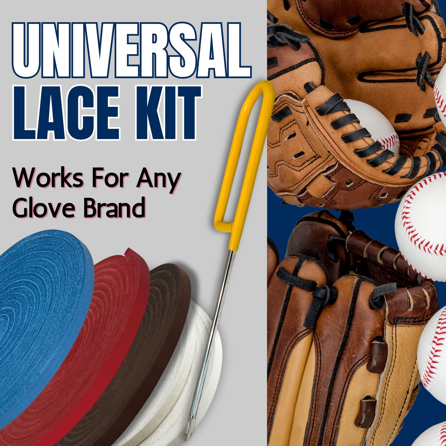 Covey Baseball & Softball Glove Lace Kit for Mitts (2-Laces, Multiple Colors)