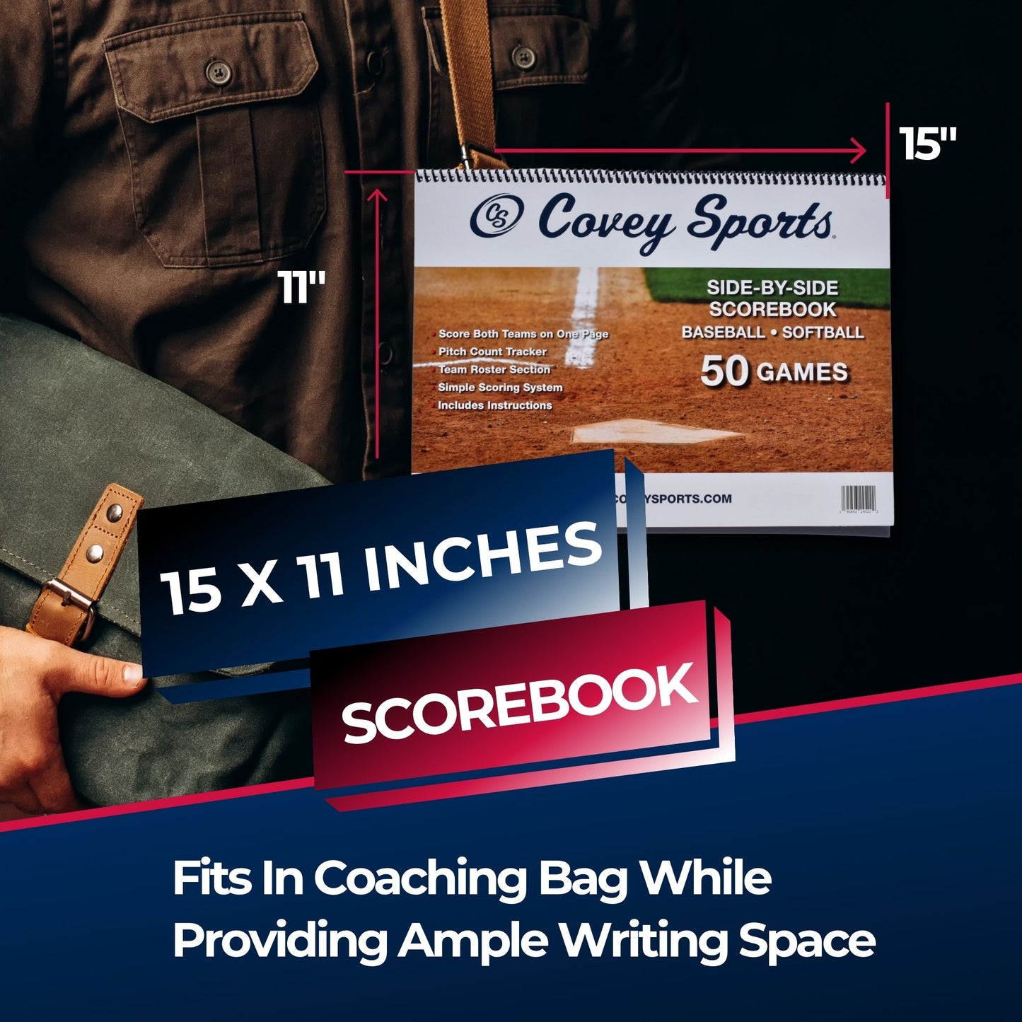 Covey Side by Side Baseball & Softball Scorebook (50 Games)