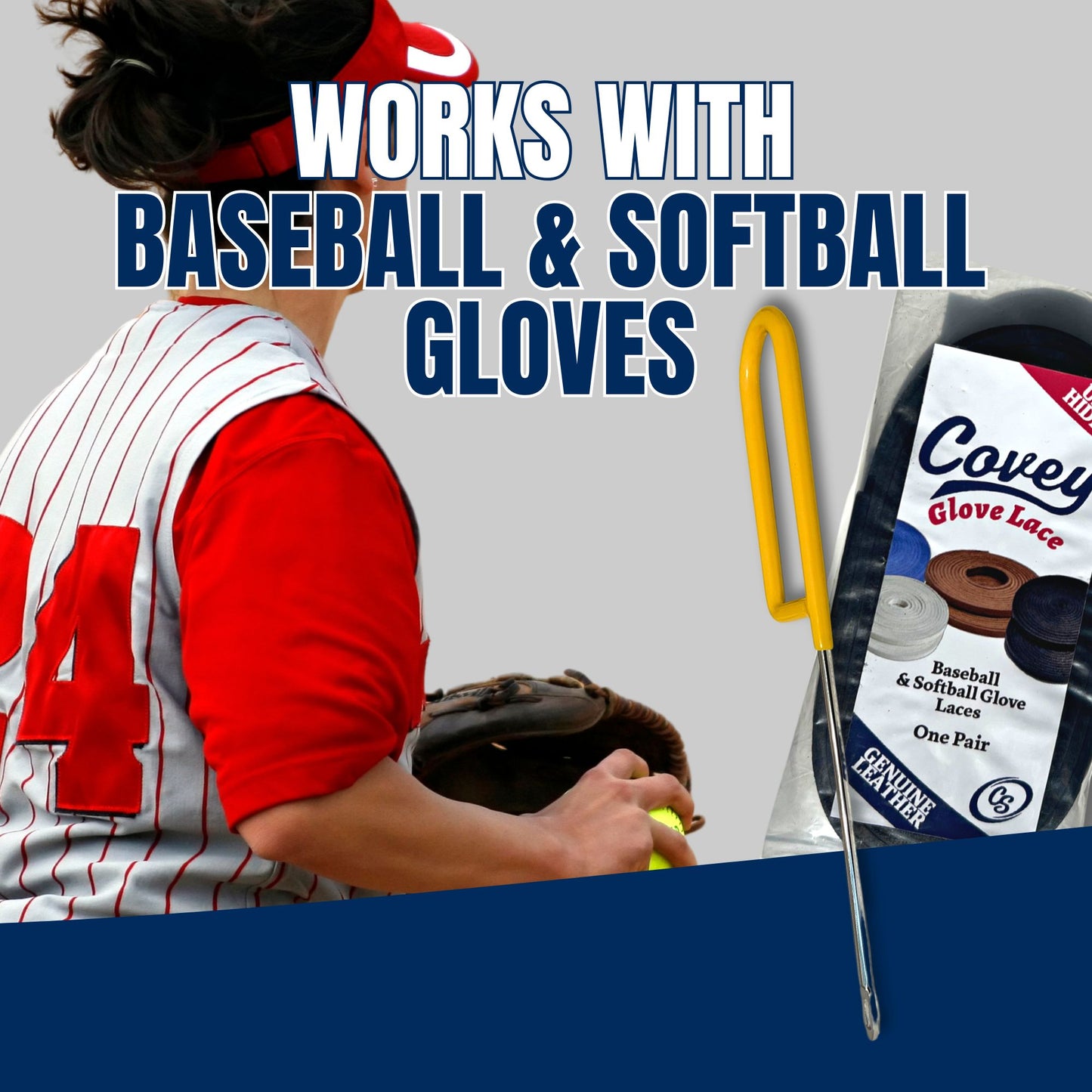 Covey Baseball & Softball Glove Lace Kit for Mitts (2-Laces, Multiple Colors)