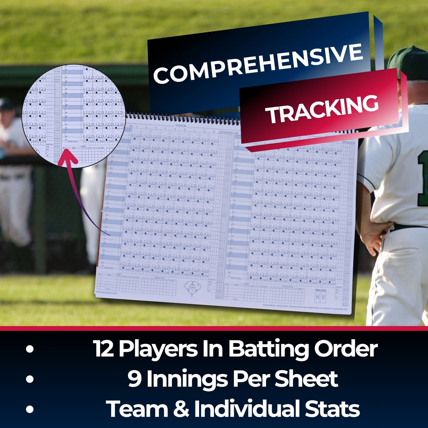 Covey Side by Side Baseball & Softball Scorebook (50 Games)