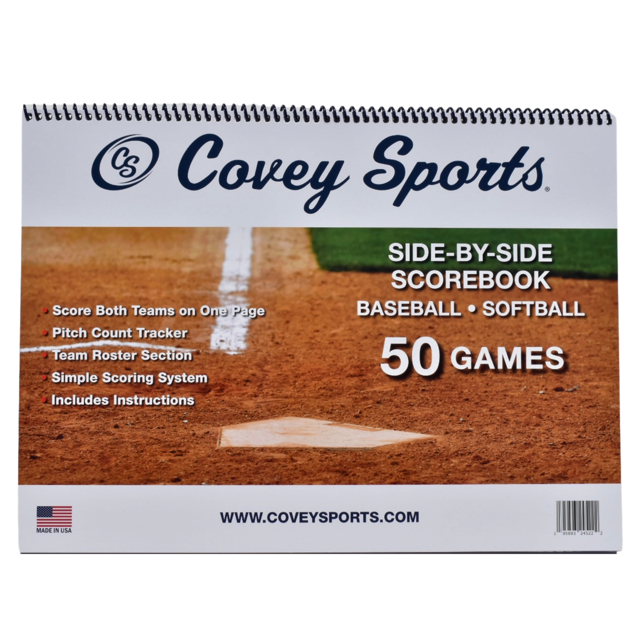 Side by Side Baseball & Softball Scorebook (50 Games)