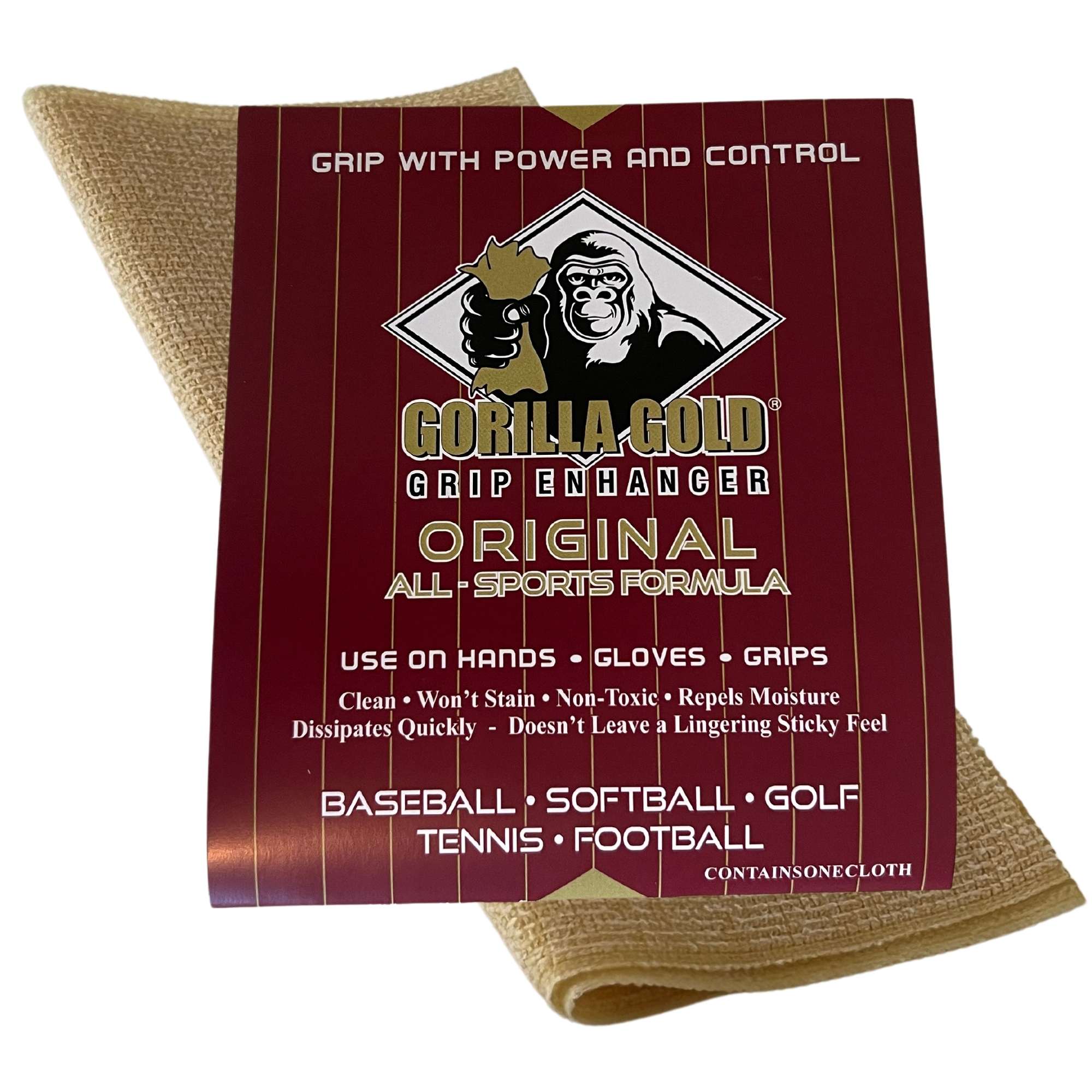 Gorilla Gold Grip Enhancer Tacky Towel - Pitching, Throwing, & Hitting Cloth