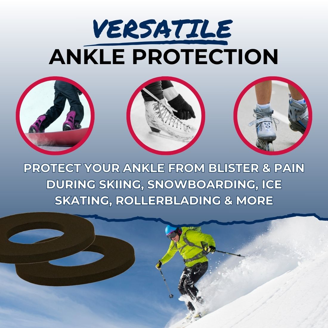 Ski & Snowboard Ankle Donut Pads (Sold in Pairs)