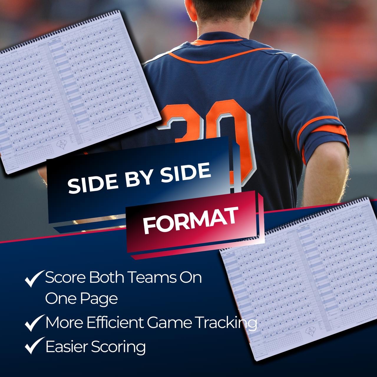 Side by Side Baseball & Softball Scorebook (50 Games)