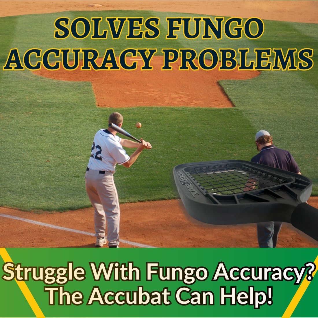 Accubat Fungo Racquet for Baseball & Softball Coaching