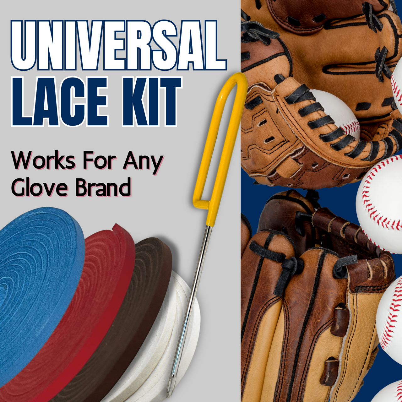 Baseball & Softball Glove Lace Kit for Mitts (2-Laces, Multiple Colors)