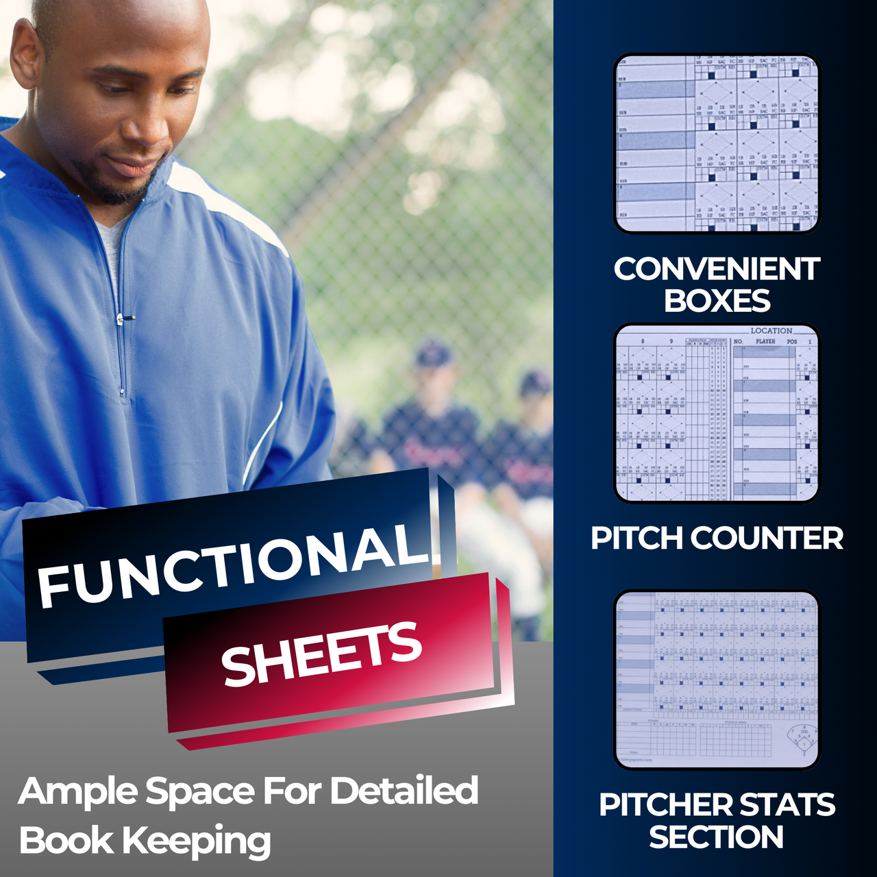 Side by Side Baseball & Softball Scorebook (50 Games)