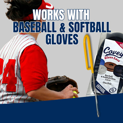 Covey Baseball & Softball Glove Lace Kit for Mitts (2-Laces, Multiple Colors)