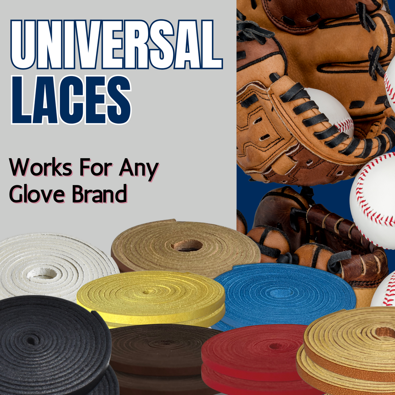 Baseball & Softball Glove Lace for Mitts (2-Laces, Multiple Colors)