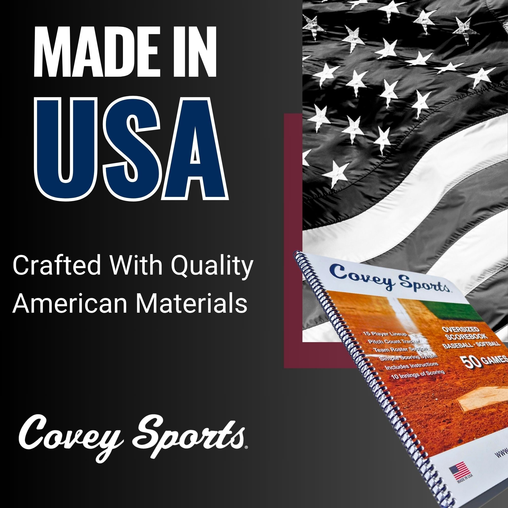 made in USA baseball softball scorebook