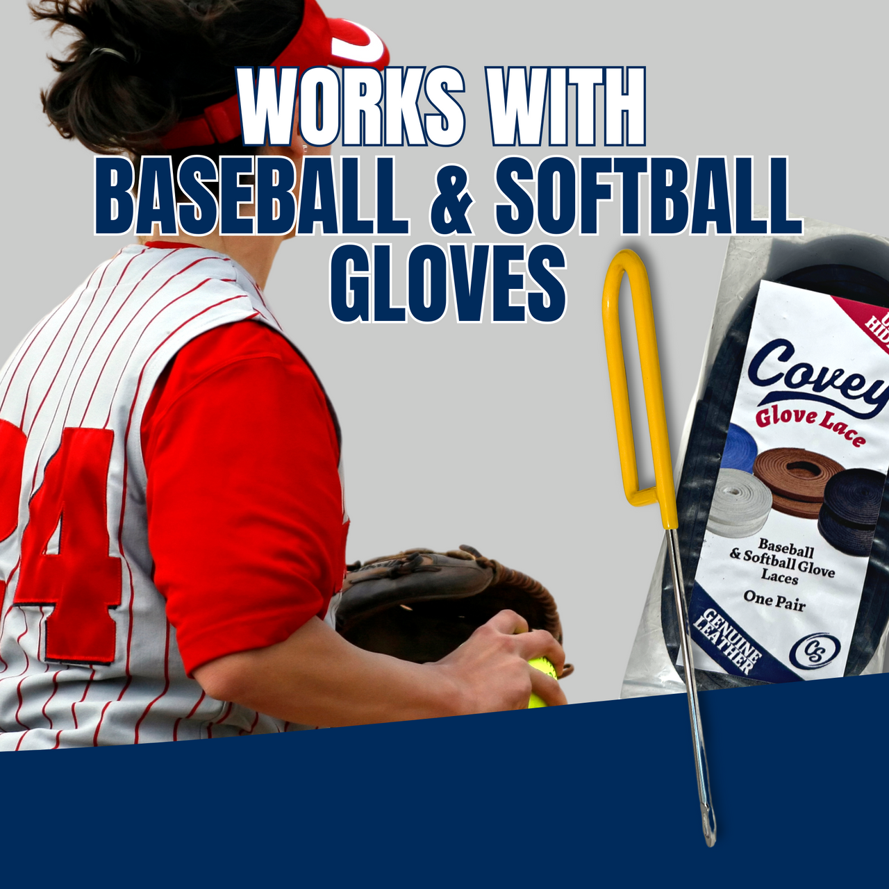 Baseball & Softball Glove Lace Kit for Mitts (2-Laces, Multiple Colors)