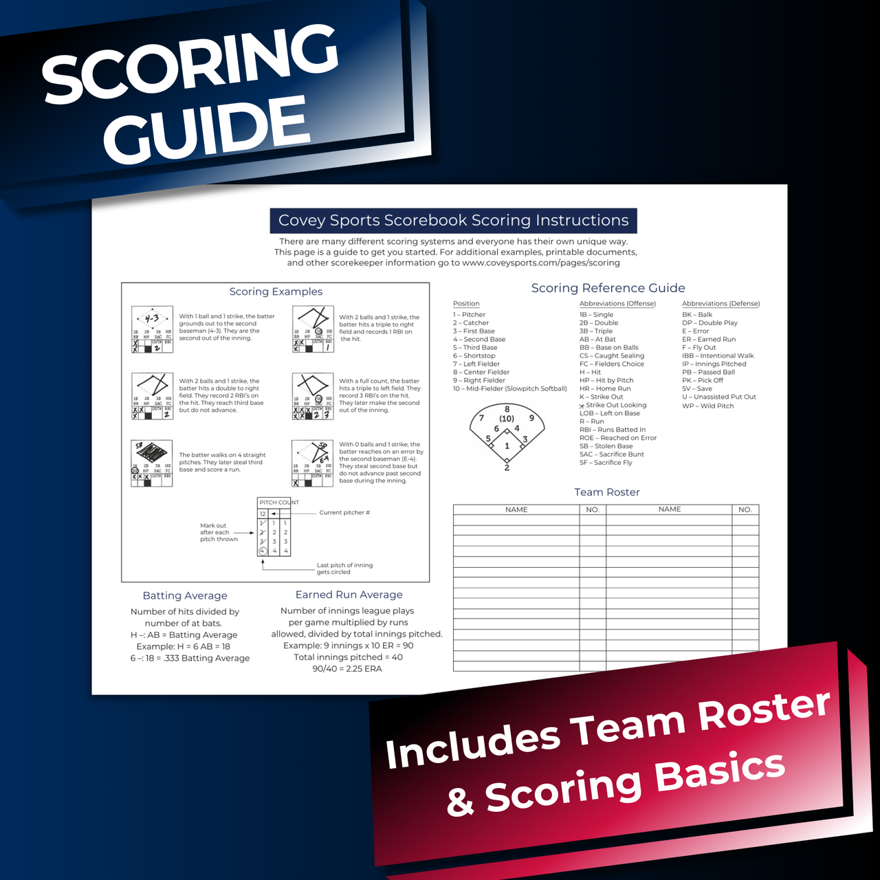 Side by Side Baseball & Softball Scorebook (50 Games)