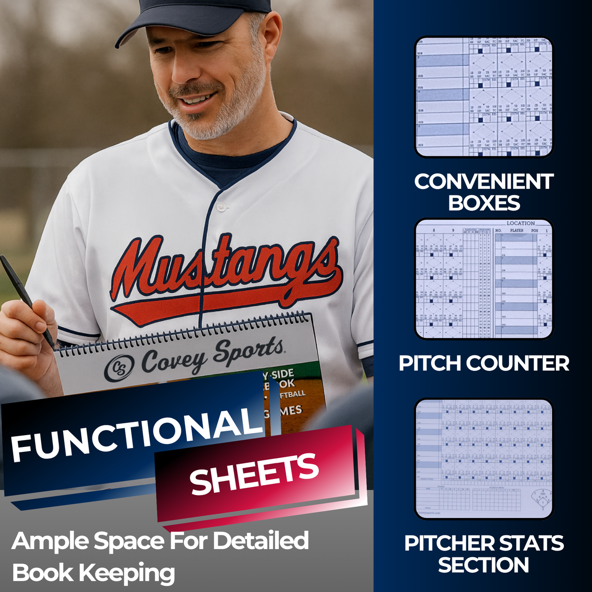 Covey Side by Side Baseball & Softball Scorebook (50 Games)