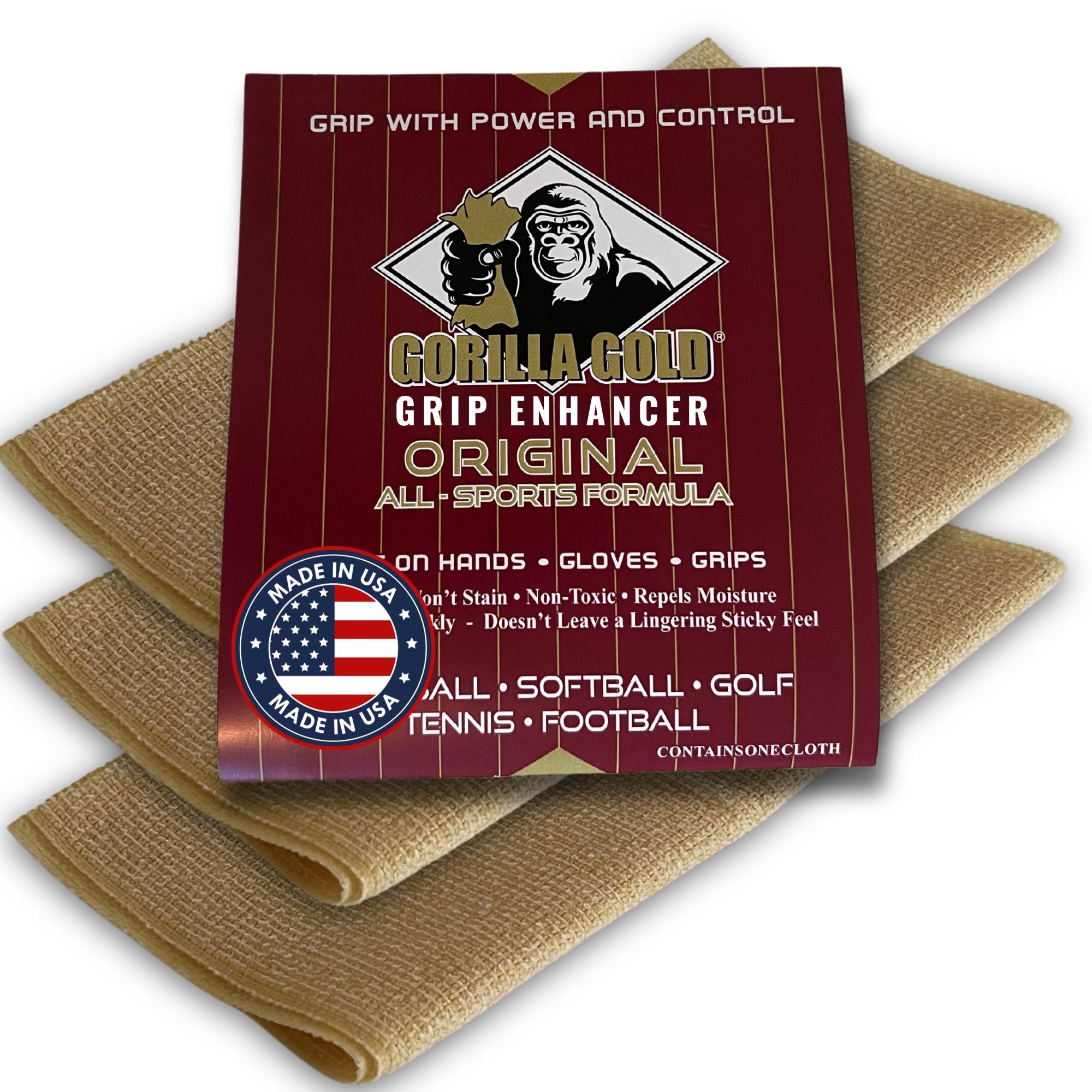 Gorilla Gold Grip Enhancer Tacky Towel - Pitching, Throwing, & Hitting Cloth