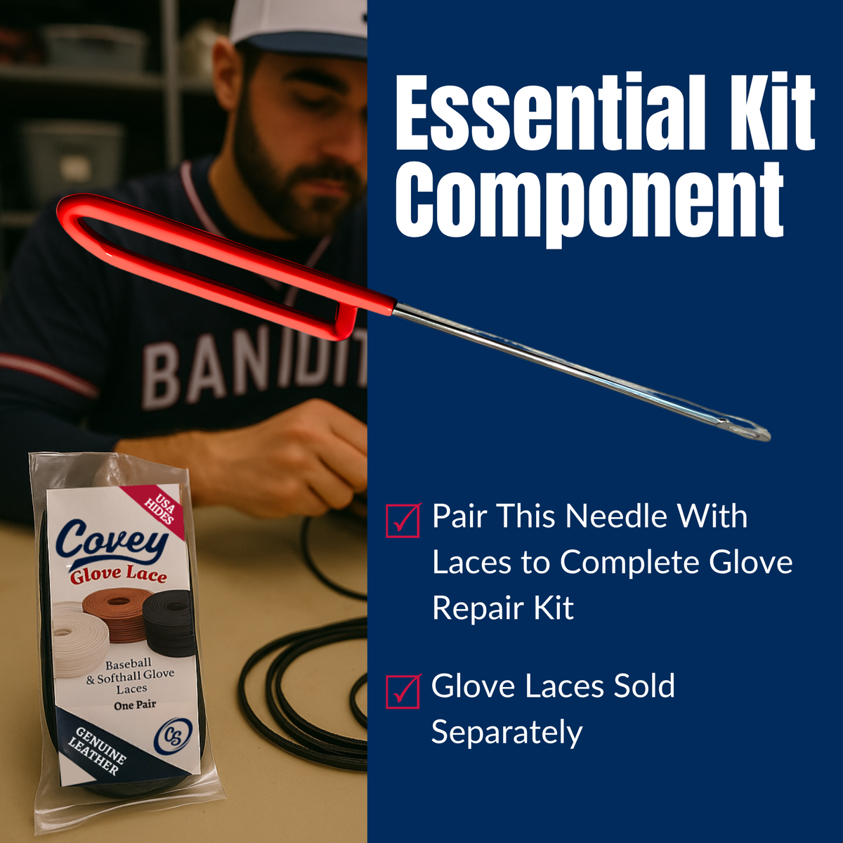 Covey Baseball & Softball Glove Lacing Needle (Awl-Style Tool)