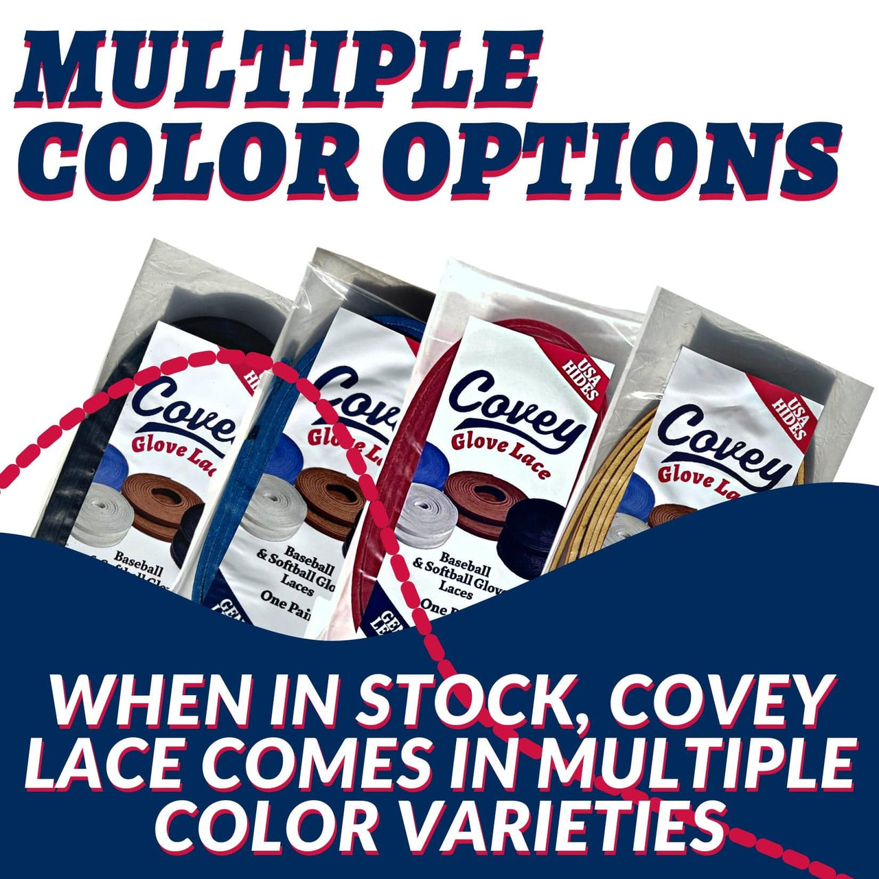 Covey Sports Sporting Goods Covey Baseball & Softball Glove Lace Kit for Mitts (2-Laces, Multiple Colors)